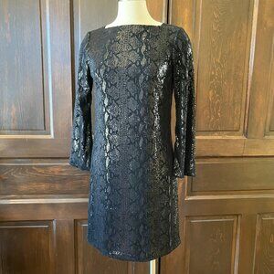 MLD Limited Texas Black Sequin Snakeskin Long Sleeve Cocktail Dress